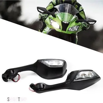互換品 カワサキ ニンジャ ZX-10R ZX10R ZX 10R 2011年式 2012年式 2013年式 2014年式 2015年式用 LEDウインカー付きリアビューミラー