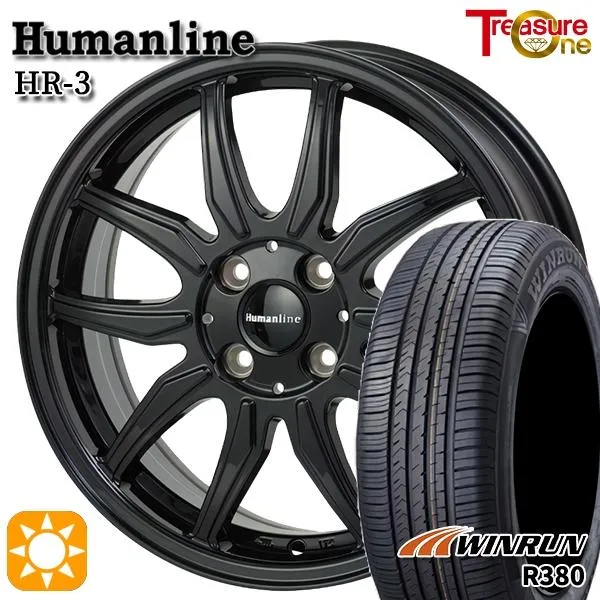 パッソ/ヴィッツ サマータイヤ ホイール4本セット 165/70R14インチ 4H100 ヒューマンライン HR03 BK ウィンラン R380