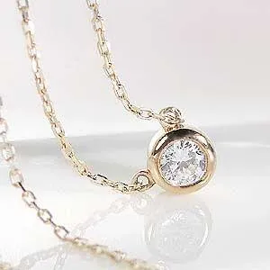 K18YG/PG/WG 【0.10ct】フクリン ゴールド ダイヤモンド ペンダント 誕生石 4月 一粒 0.1ct jdp0043