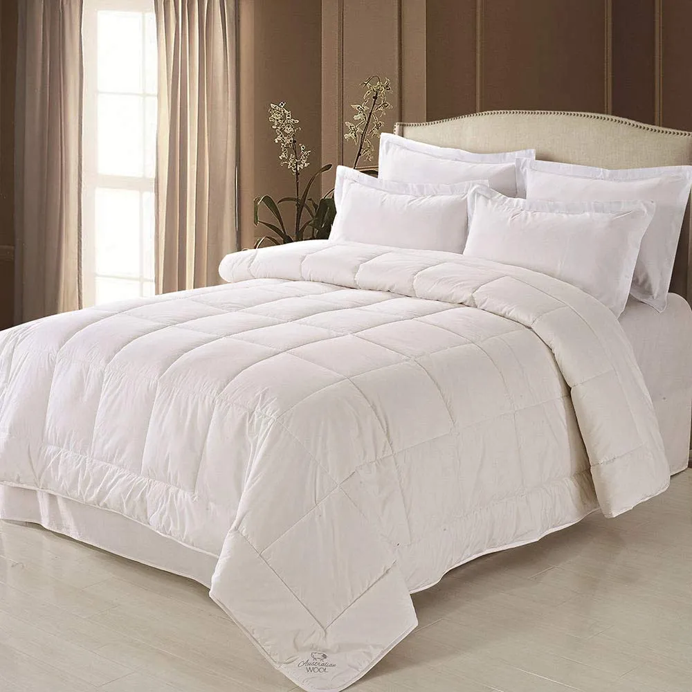 Fresh Ideas FRE611XXWHIT04 Australian Wool \u0026 Cotton Comforter  White