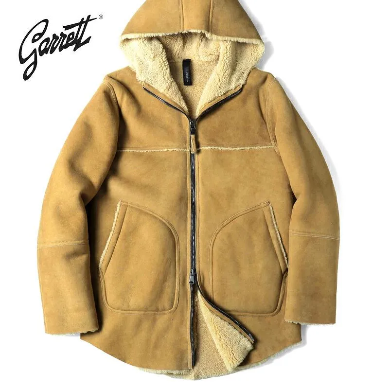 GARRETT / ギャレット シアリングムートンレザーフーデッドコート(1727/SHEARLING CANADA) （キャメルベージュ）