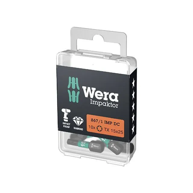 WERA 057623 10本入 差込6.35mm インパクトドライバー用 トルクスドライバービット 刃先サイズT15 全長25mm ・057623 ヴェラ ハンドツール