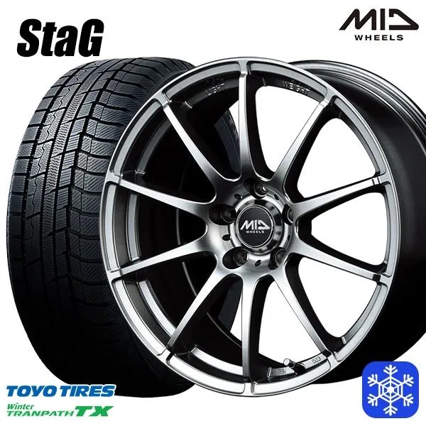 195/60R16インチ TOYO トーヨー ウィンター トランパス TX 5H114.3 スタッドレスタイヤホイールセット MID スタッグ MG