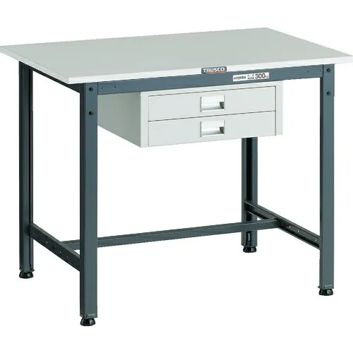 [軽量作業台（ＡＥ型３００ｋｇタイプ）]【送料無料】ＴＲＵＳＣＯ 軽荷重作業台（３００ｋｇ）ＡＥ型 ９００Ｘ６００ＸＨ７４０ 薄型２段引出し付 ダークグレー色 1台【代引不可商品・メーカー直送】【北海道・沖縄送料別途】【smtb-KD】【お取り寄せ品】