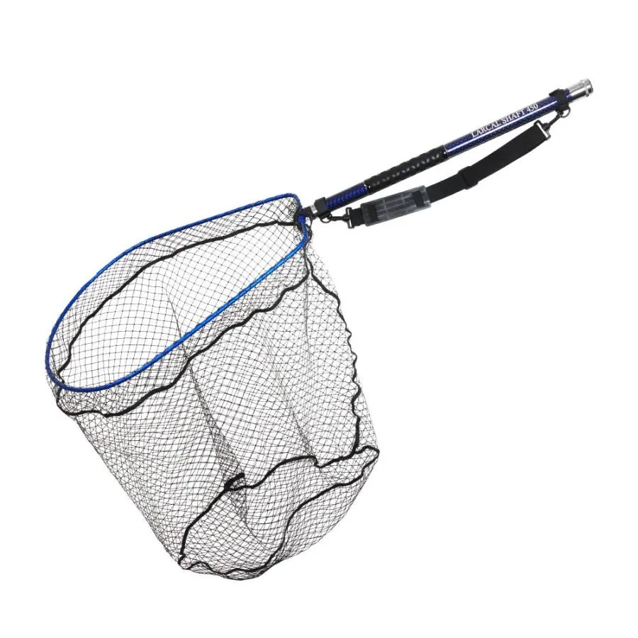 おり釣具 カーボン玉の柄 ラーカルシャフト 4.5M ランディングネットM 2点セット ブルー (netset-037-bl)