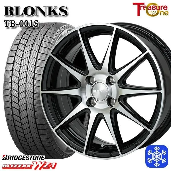師岡 新品 冬セット ブロンクス TB001S 14x4.5J +45 4H100 ブリヂストン ブリザック WZ-1 WZ1 165/60R14インチ 等