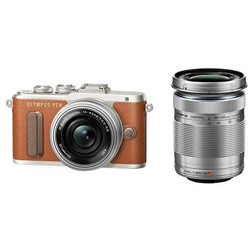 OLYMPUS ミラーレス一眼 E-PL8 ダブルズームキット ブラウン(中古品)