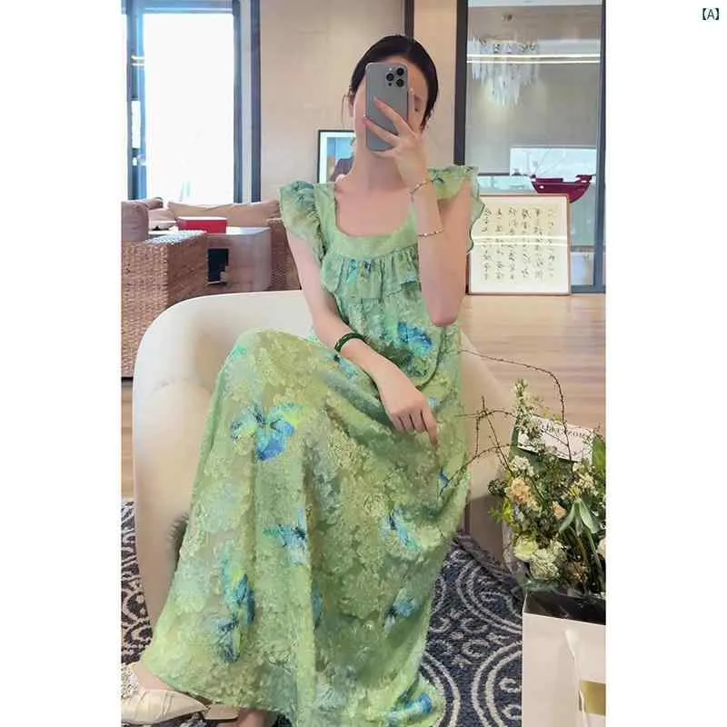 レディース ファッション おしゃれ 海外 海外風 夏 春 秋 上品 レディースファッション Zhanweini 春 フレッシュ ジャカード 刺繍 フリルドレス レディース 夏 ロング ドレス