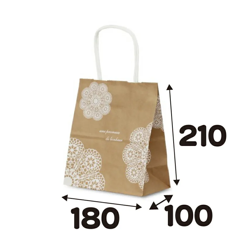 【ケース販売】Ｔ－1 レースィ（白） 200枚 ｻｲｽﾞ 180×100×210mm【業務用 手提げ ラッピング】