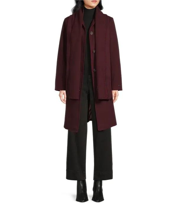 サンクチュアリー レディース アウター コート Sanctuary Stand Collar Detachable Scarf Stand Collar Belted Button Front Walker Coat Crimson クリムゾン
