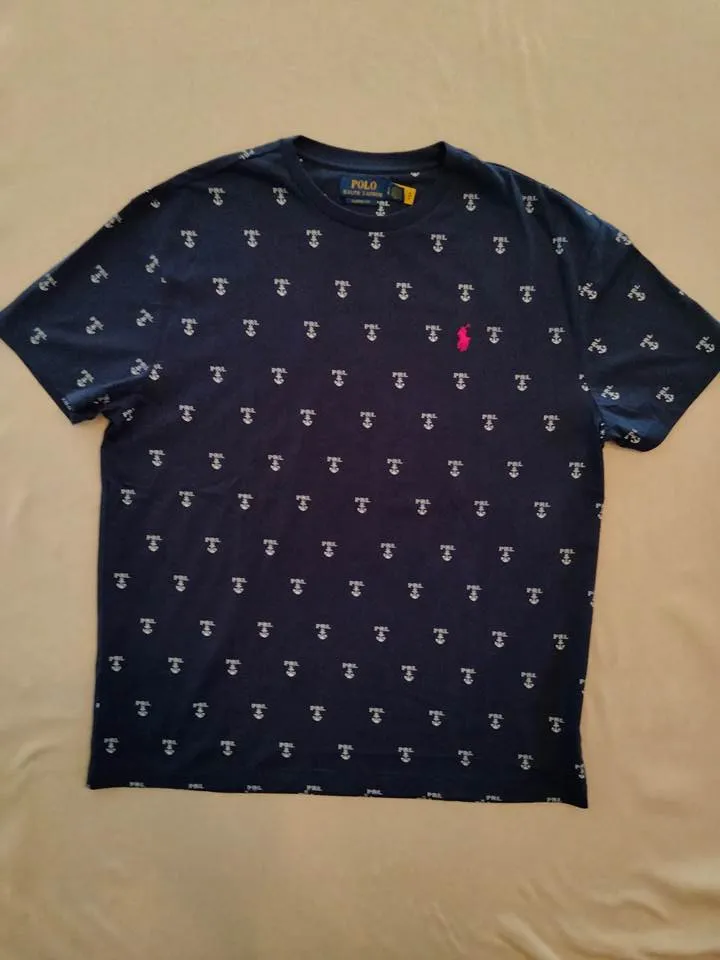 ポロ ラルフローレン Tシャツ ネイビー 総柄 Polo Ralph Lauren シャツ 半袖