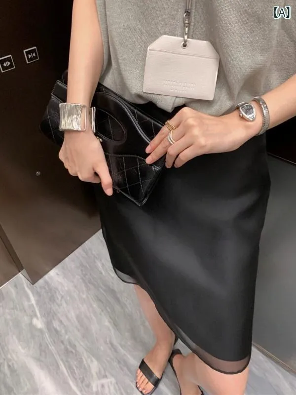 レディース スカート ハイウエスト LS 桑 絹 / 酢酸 小さい リッチな レディース スカート 女性 夏 通勤 高級 ハイウエスト ショート