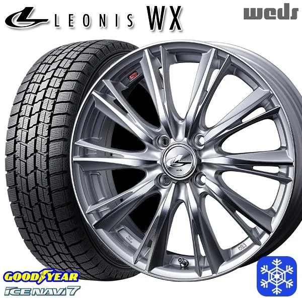 185/60R15インチ グッドイヤー アイスナビ7 ICE NAVI7 4H100 スタッドレスタイヤホイール4本セット ウェッズ レオニス WX HSMC