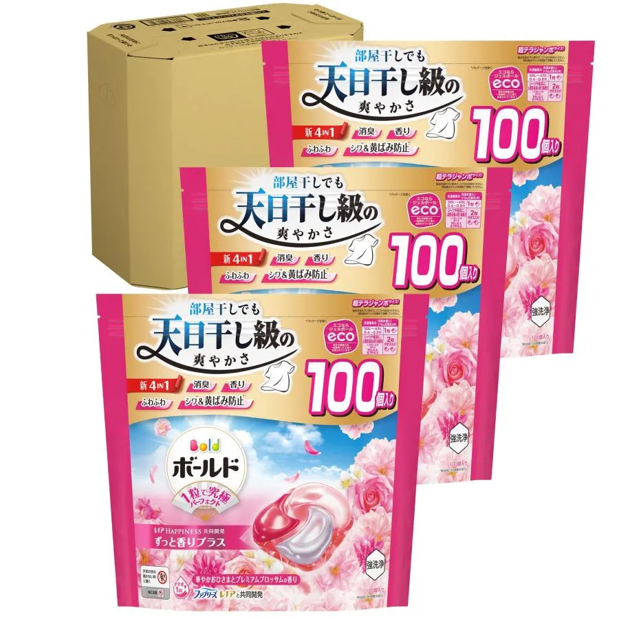 ボールド 洗濯洗剤 太陽のジェルボール 4in1 華やかおひさまとプレミアムブロッサムの香り 詰め替え 100個ｘ3袋 大容量 ケース品
