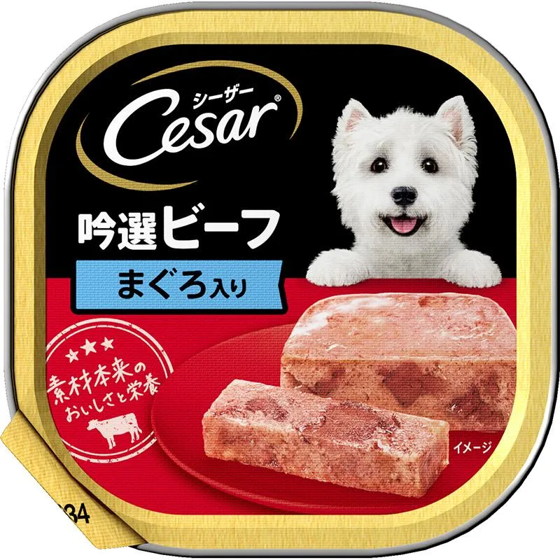〔まとめ〕 ドッグフード ペットフード シーザー 吟選ビーフ まぐろ入り 100g 96セット ドックフード ペット用品