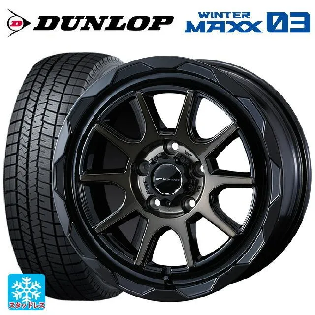 送料無料 スタッドレスタイヤホイール 4本セット 195/60R16 89Q ダンロップ ウィンターマックス 03(WM03) ウェッズ マッドヴァン
