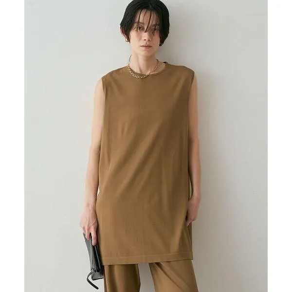 qualite / カリテ 【接触冷感・セットアップ対応】レーヨンストレッチニットチュニック