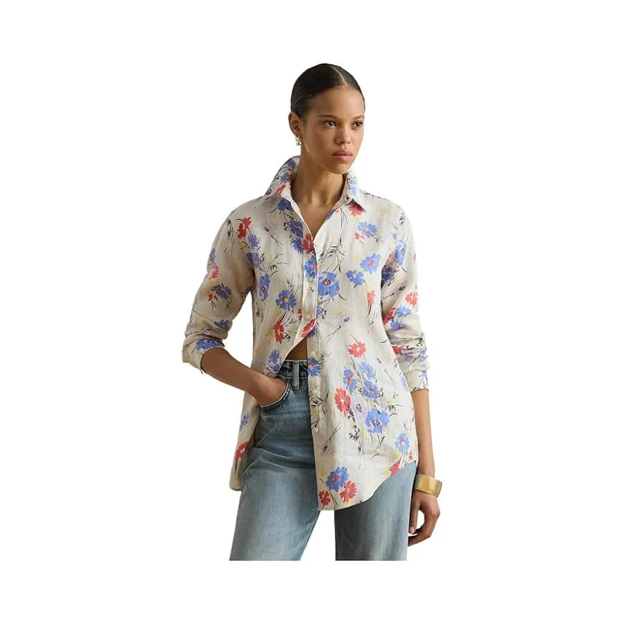ラルフ・ローレン Lauren Ralph Lauren Petite リラックスフィット Floral Linen Shirt レディース シャツ