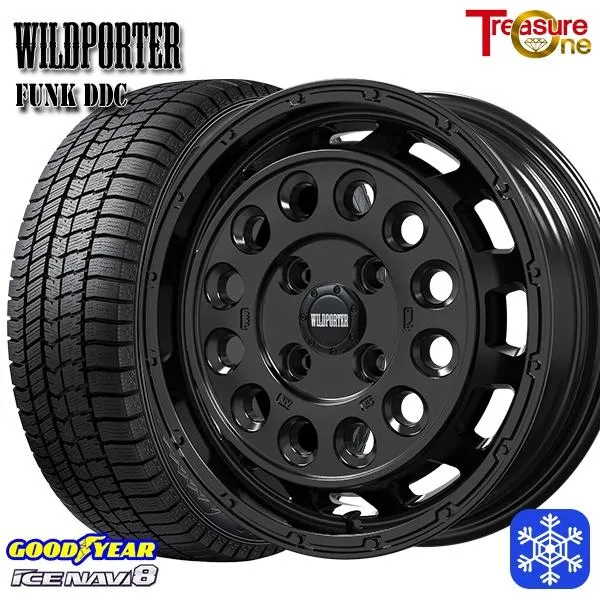 165/55R14インチ グッドイヤー アイスナビ8 ICE NAVI8 4H100 スタッドレスタイヤホイール4本セット ワイルドポーター ファンク DDC MB