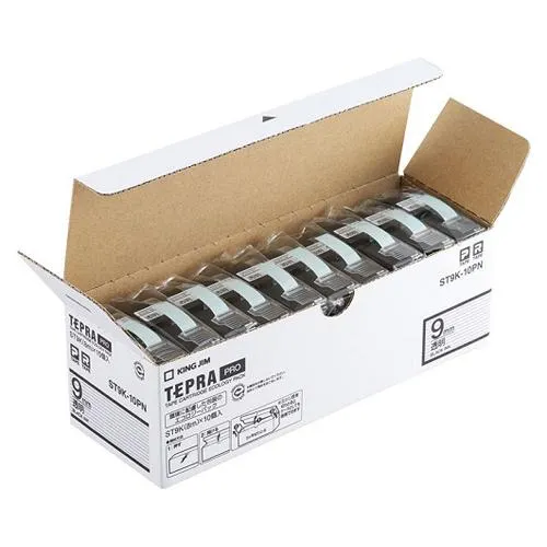 キングジム テプラ PROテープ エコパック 幅9mm 透明ラベル【10個入】 ST9K-10PN