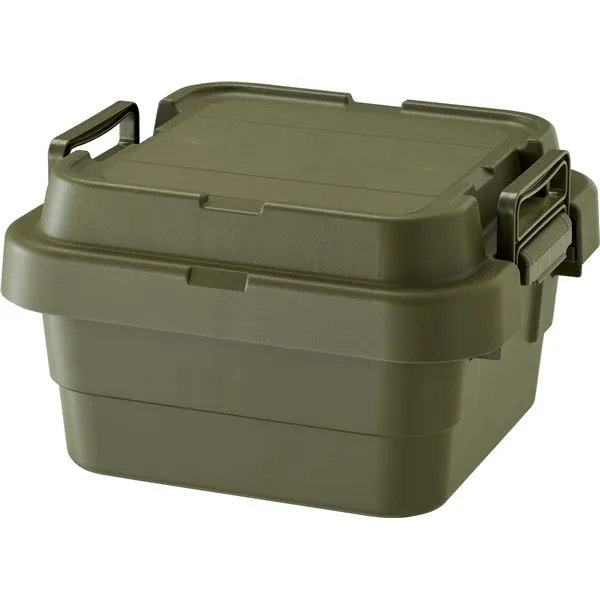 【送料無料】収納ボックス 収納ケース 幅40×奥行39×高さ24cm 浅型 18L グリーン 3個セット ふた付 トランクカーゴ LOW アウトドア キャンプ