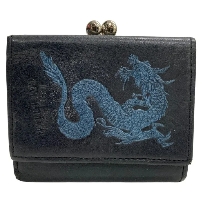 jean paul gaultier/ジャンポールゴルチェ/がま口/3つ折り財布/龍/ドラゴン/ブラック黒/FB4362