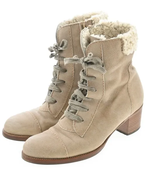 HENRY CUIR アンリークィールブーツ レディース EU37(23.5cm位) ベージュ【中古】【古着】
