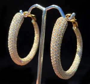 【送料無料】ネックレス 12 ctマイクロイアリングスターリングロシアcz 14 kt12 ct micro pave hoop earrings top russian quality cz 14 kt over sterling silver
