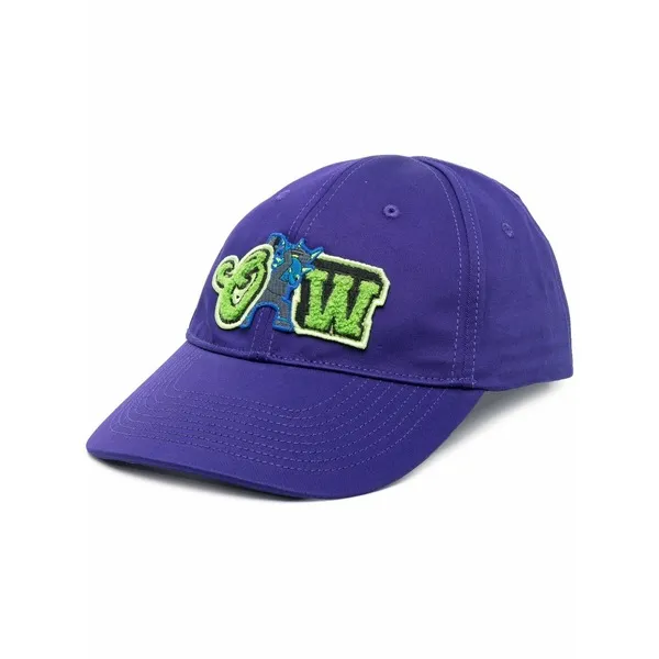 オフホワイト メンズ 帽子 アクセサリー Logo-patch varsity baseball cap Purple
