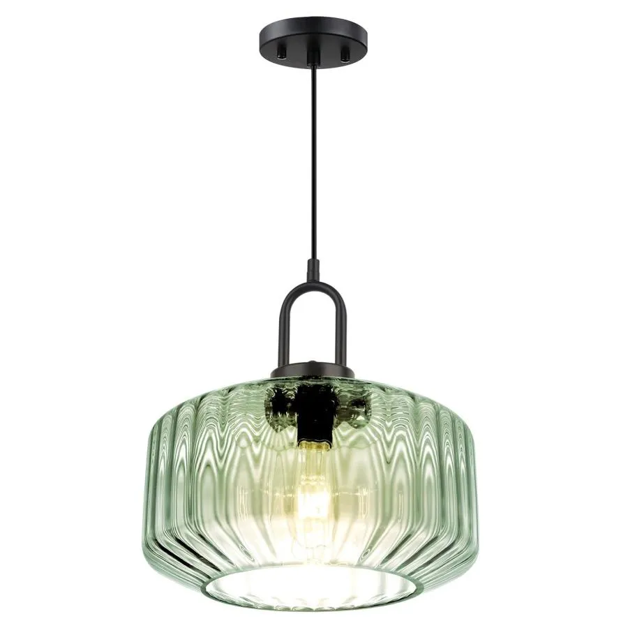 【並行輸入品】 Qufute Modern Hanging Lights 1 Light Green Pendant Light Fixture