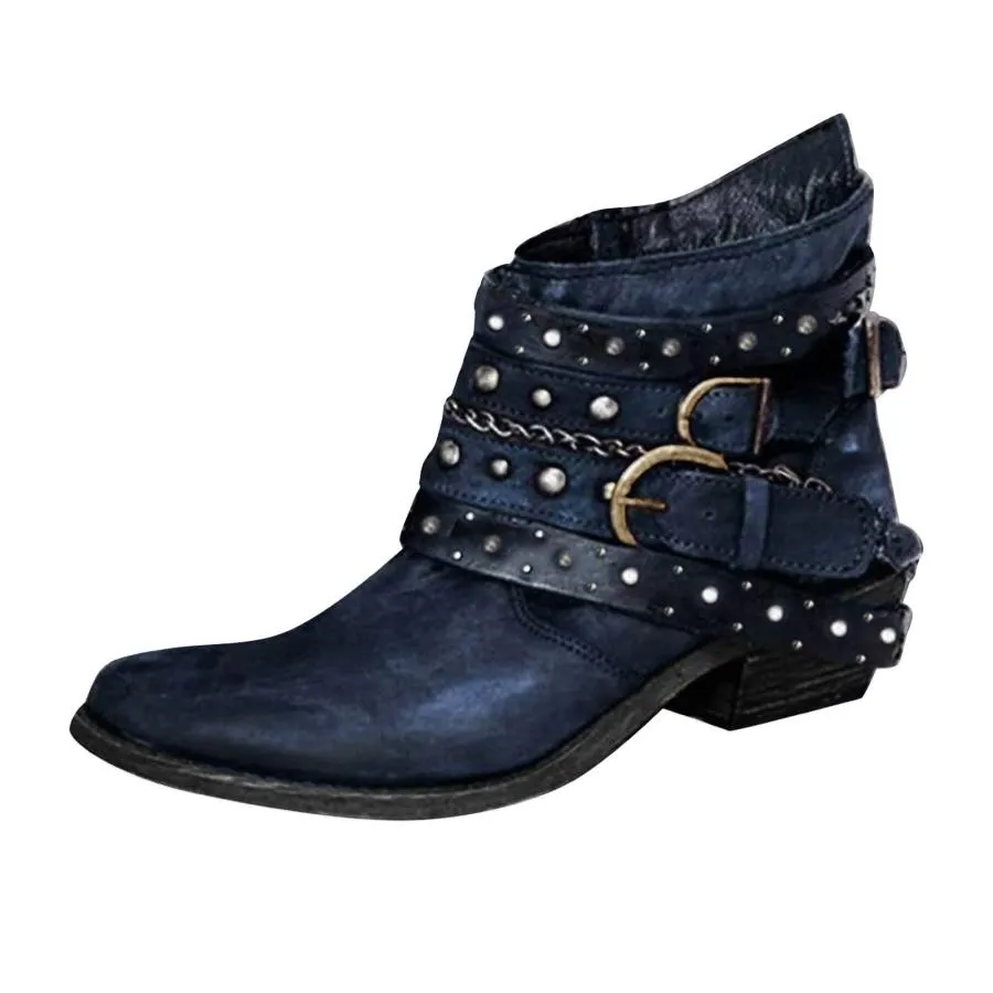 【並行輸入品】Wide Women's Ankle Boots Thick Heel Low Heeled Booties for Women
