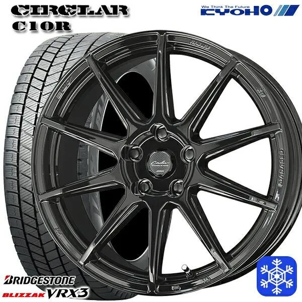 225/55R17インチ ブリヂストン ブリザック VRX3 5H100 スタッドレスタイヤホイールセット 共豊 サーキュラー C10R
