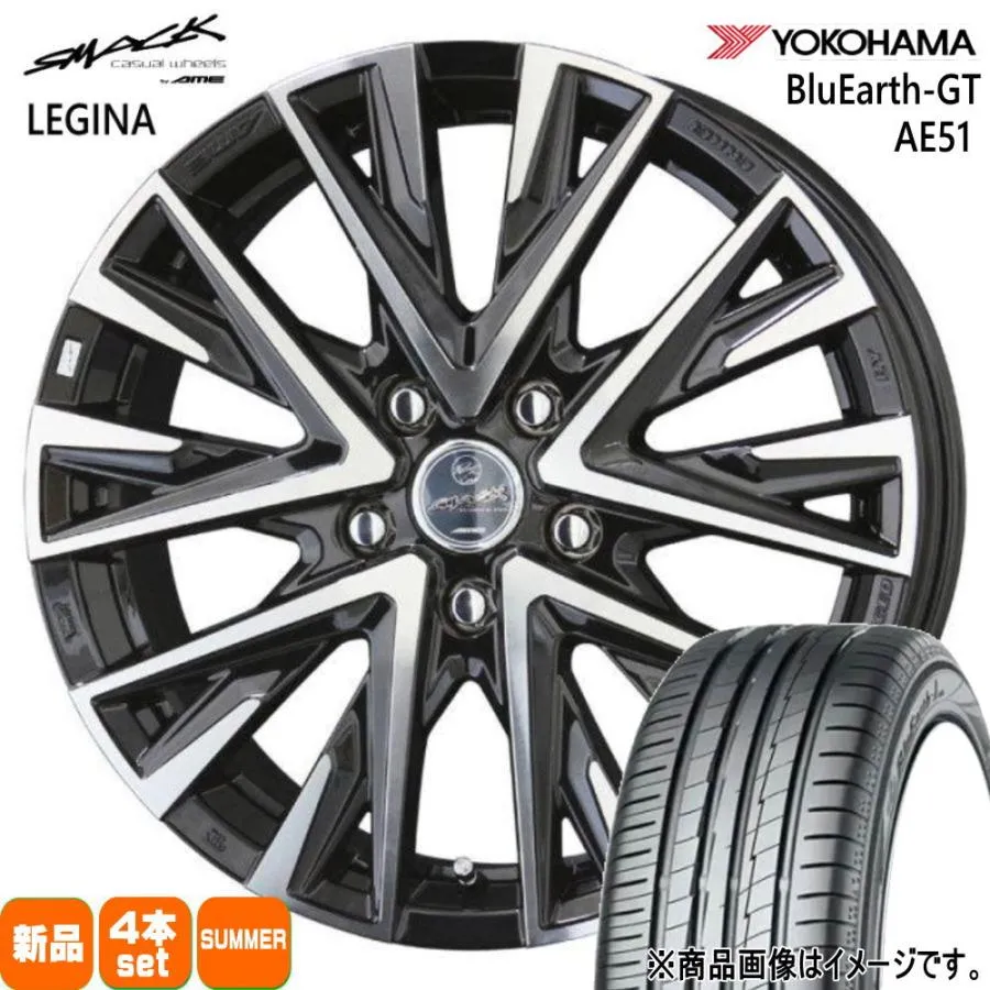 225/55R17 101W XL ヨコハマ BluEarth-GT AE51 夏用 サマータイヤ SMACK LEGINA V36 V37 スカイラインセダン
