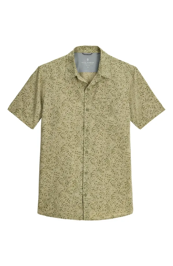 ロイヤルロビンズ メンズ トップス シャツ ROYAL ROBBINS Amp Lite II Short Sleeve Button-Up Shirt Olive Frond Print オリーブ