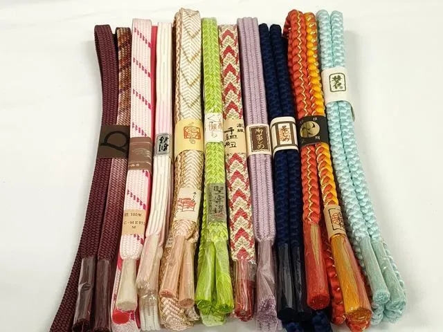 平和屋着物●和装小物 帯締め10本セット 手組紐 堅牢染 笹浪組 金糸 逸品 未使用 DABD7080zzz