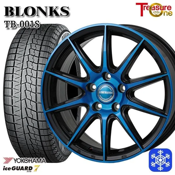 215/50R18インチ ヨコハマ アイスガード IG70 5H114.3 スタッドレスタイヤホイール4本セット ブロンクス TB001S ブルー