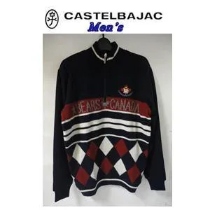 【秋冬物セール 60%OFF !!】CASTELBAJAC カステルバジャック 前ニットJQ ムートンジャージ ハーフ ZIP トレーナー『ネイビー』メンズウェア【21970-110】