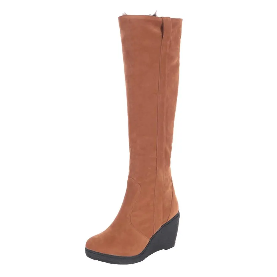 【並行輸入品】Knee High Cowboy Cowgirl Boots for Women Brown Suede Boots Women