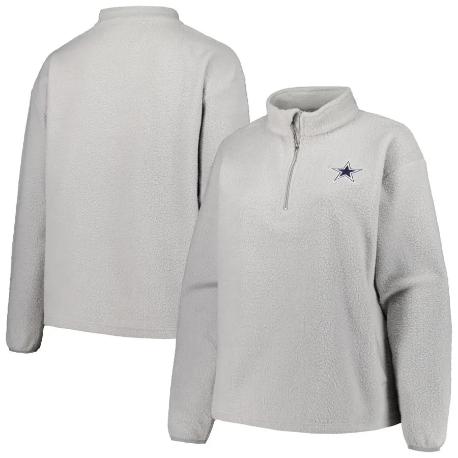 【並行輸入品】Profile Women's Gray Dallas Cowboys Plus Size Sherpa Quarter Zip