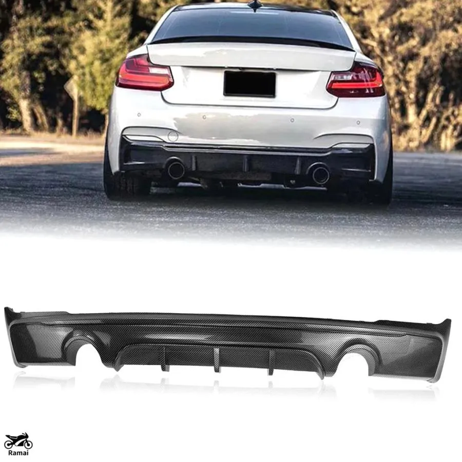 【並行輸入品】 リア バンパー デュフューザー リップ BMW 2 シリーズ F22 F23 クーペ 2014年-2021年 2 ドア M スポーツ カーボン/つやあり ブラック スプリッ