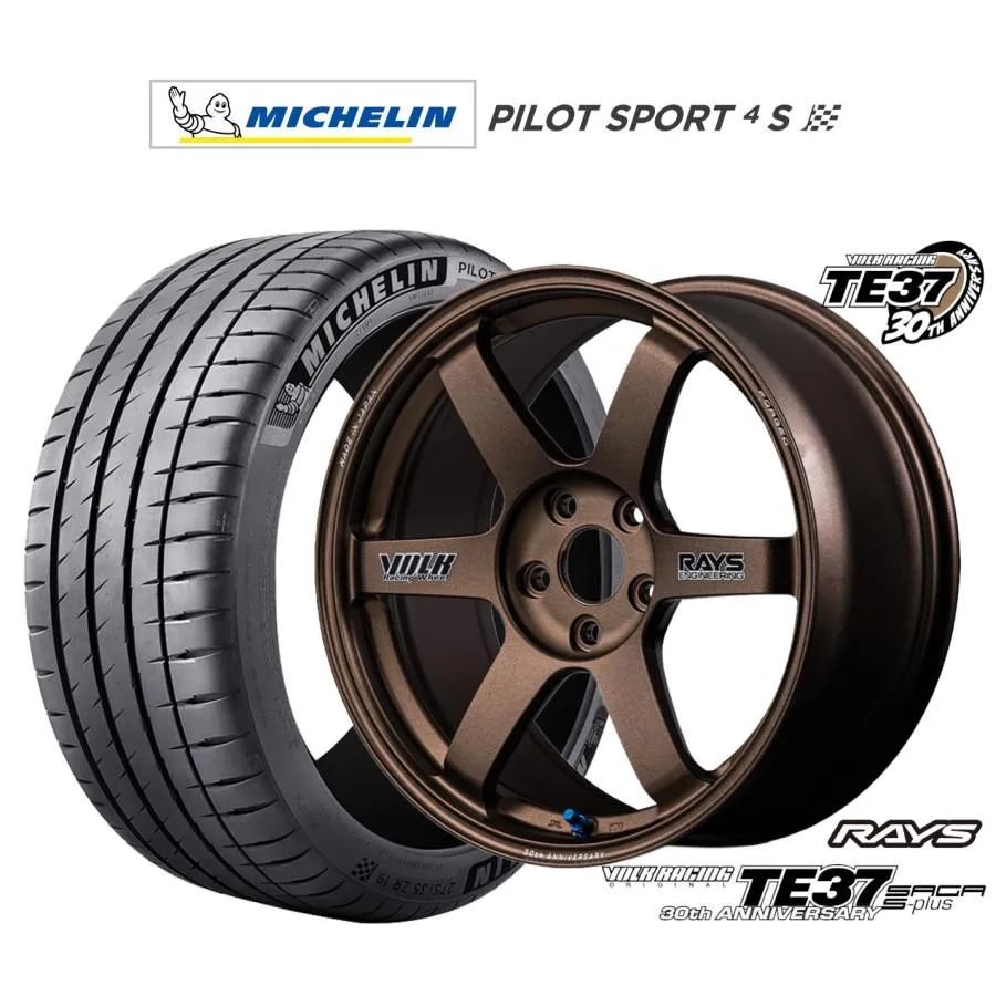 サマータイヤ ホイール4本セット レイズ ボルクレーシング TE37 サーガ S-plus 30TH STICKER Ver. ミシュラン パイロット スポーツ 4S 245/45R18