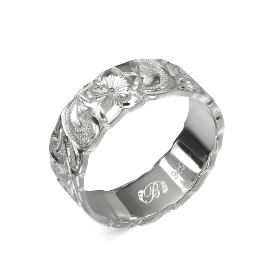 ハワイアンジュエリー オーダーメイド リング 指輪 リング 幅6mm 厚み1.5mm フラット シルバー925 カレイキニ カットアウト SF6E-A15