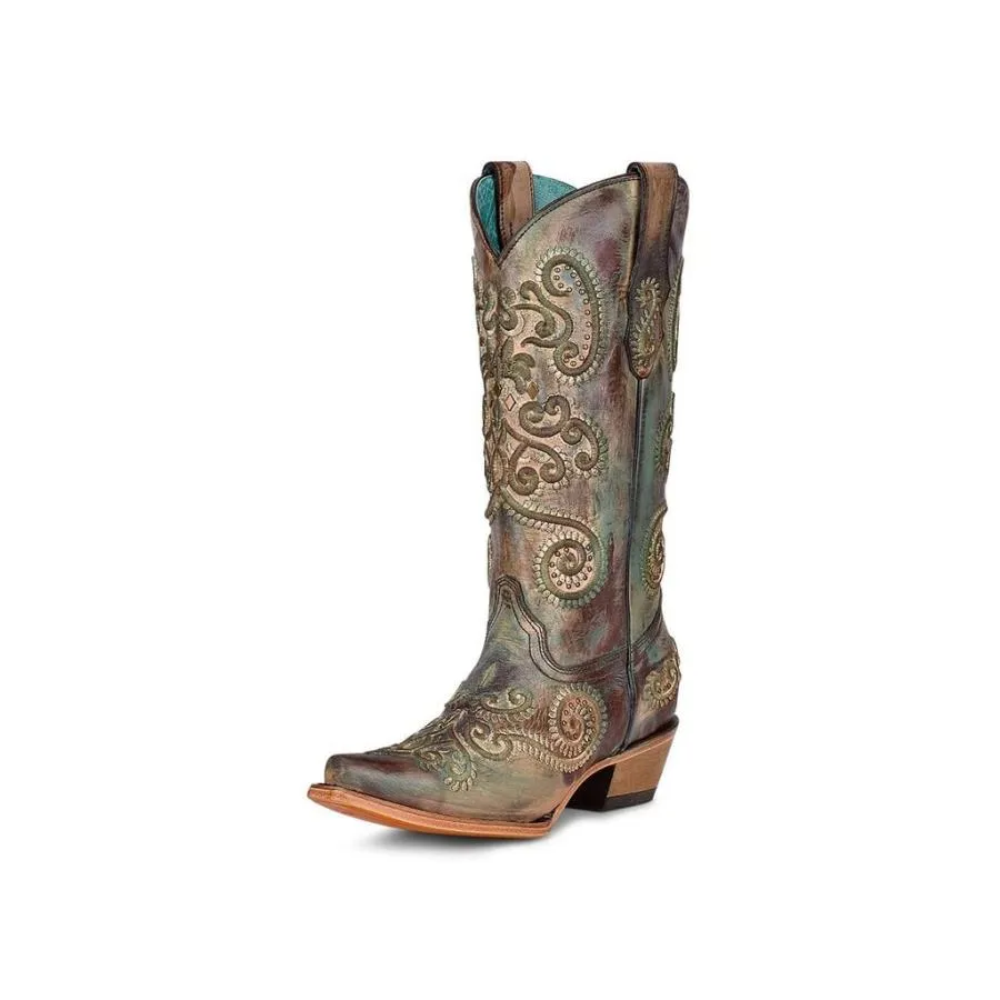 【並行輸入品】Corral Women`s Turquoise Brown 13" Boot Brown 7 B