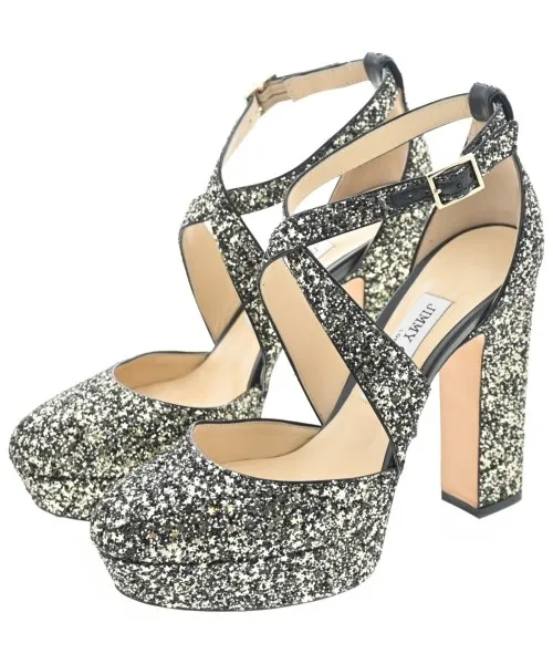 JIMMY CHOO ジミーチューサンダル レディース EU37(23.5cm位) 黒(ラメ)【中古】【古着】