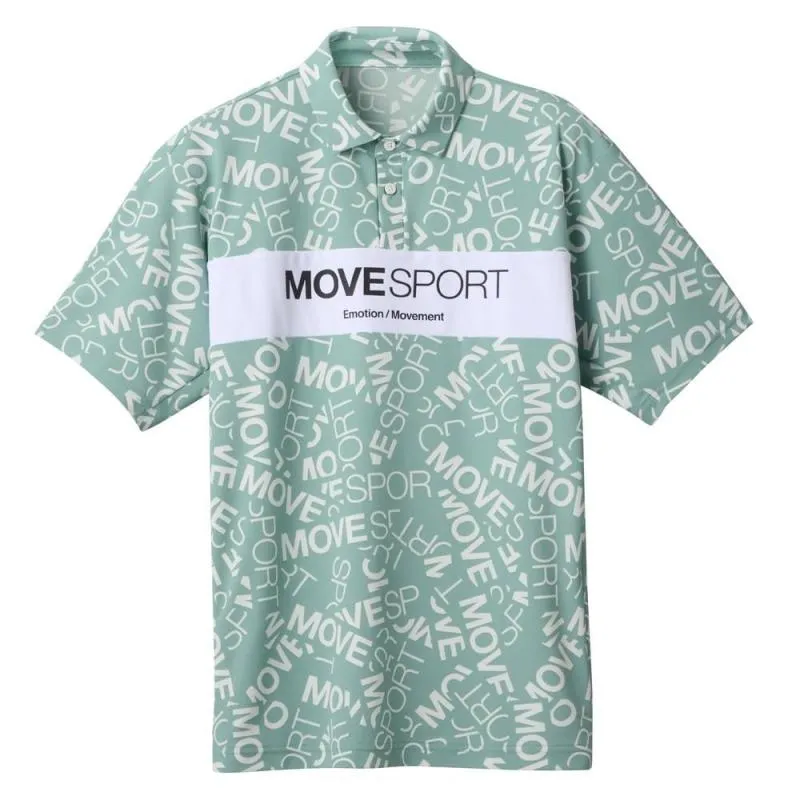 MOVESPORT(ムーブスポーツ) ポロシャツデサント ポロシャツ 半袖 SUNSCREEN ミニ鹿の子 総柄グラフィック アイコニックロゴ POLO ストレッチ 吸汗速乾 UVカット(UPF50+) SUNSCREEN サンスクリーン 夏 近