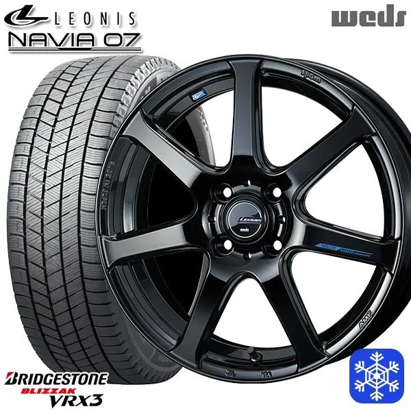 195/45R17インチ ブリヂストン ブリザック VRX3 4H100 スタッドレスタイヤホイール4本セット ウェッズ レオニス ナヴィア07 PBK