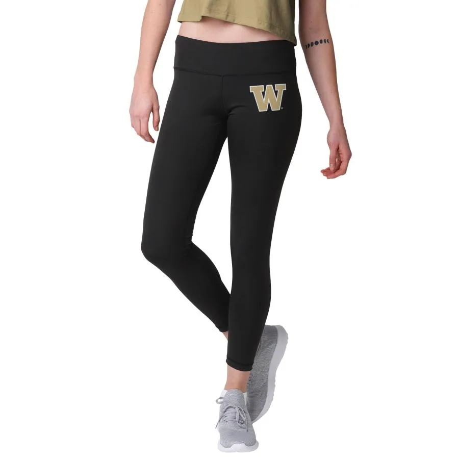 Washington Huskies NCAA Womens Calf Logo Black Leggings