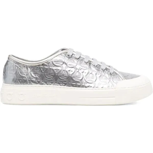 Ferragamo フェラガモ メンズ - スニーカー Ferragamo Gancini Low-Top Sneakers Gray 【US_9.5(27.5cm) 】