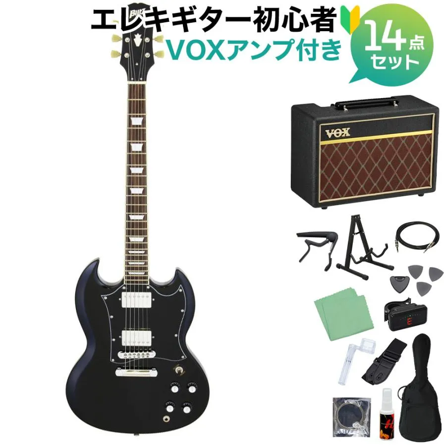 Blitz by AriaProII ブリッツ BSG-STD BK エレキギター初心者14点セット VOXアンプ付き SGタイプ ブラック BSGSTD