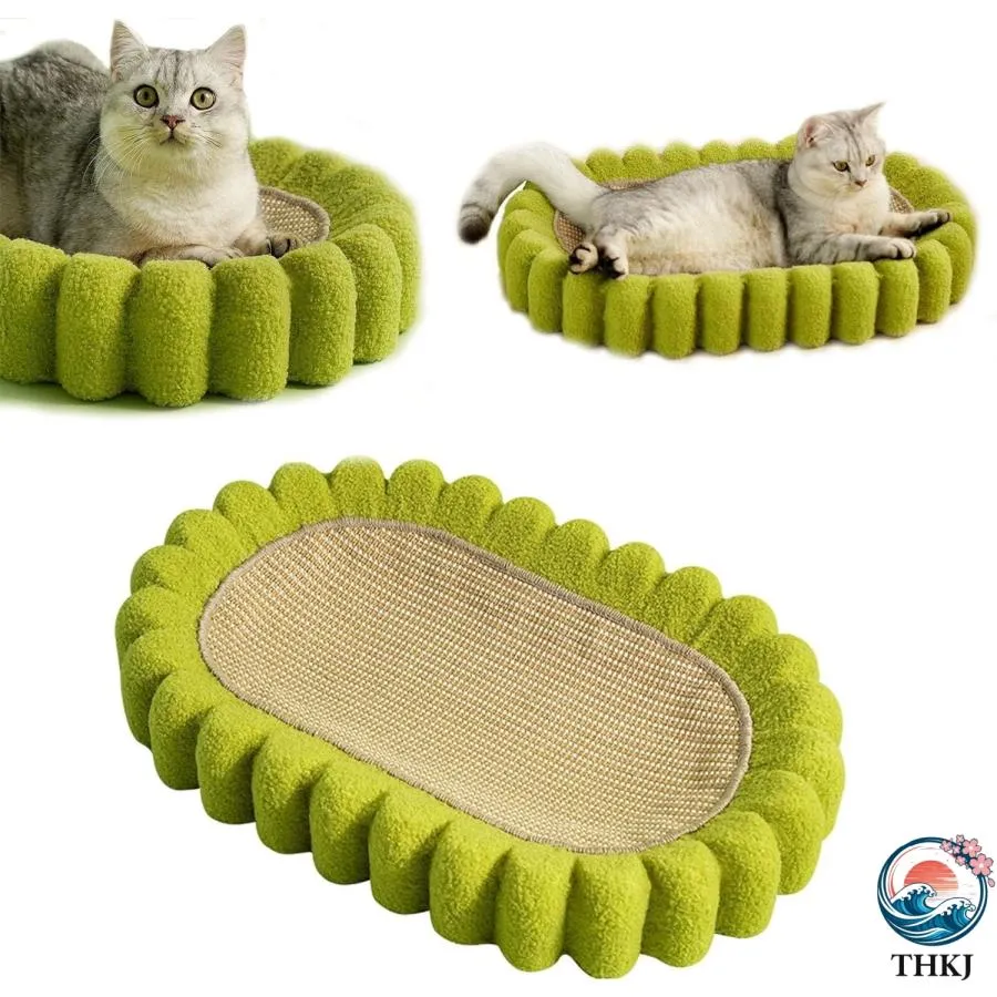 猫用爪とぎマット 猫 爪 研ぎ 耐久性 猫用爪とぎ 天然サイザル麻 猫ベッド 滑り止め THKJ 猫ソファー 家具破壊防止 65x42x10cm 運動不足改善 ストレス解消